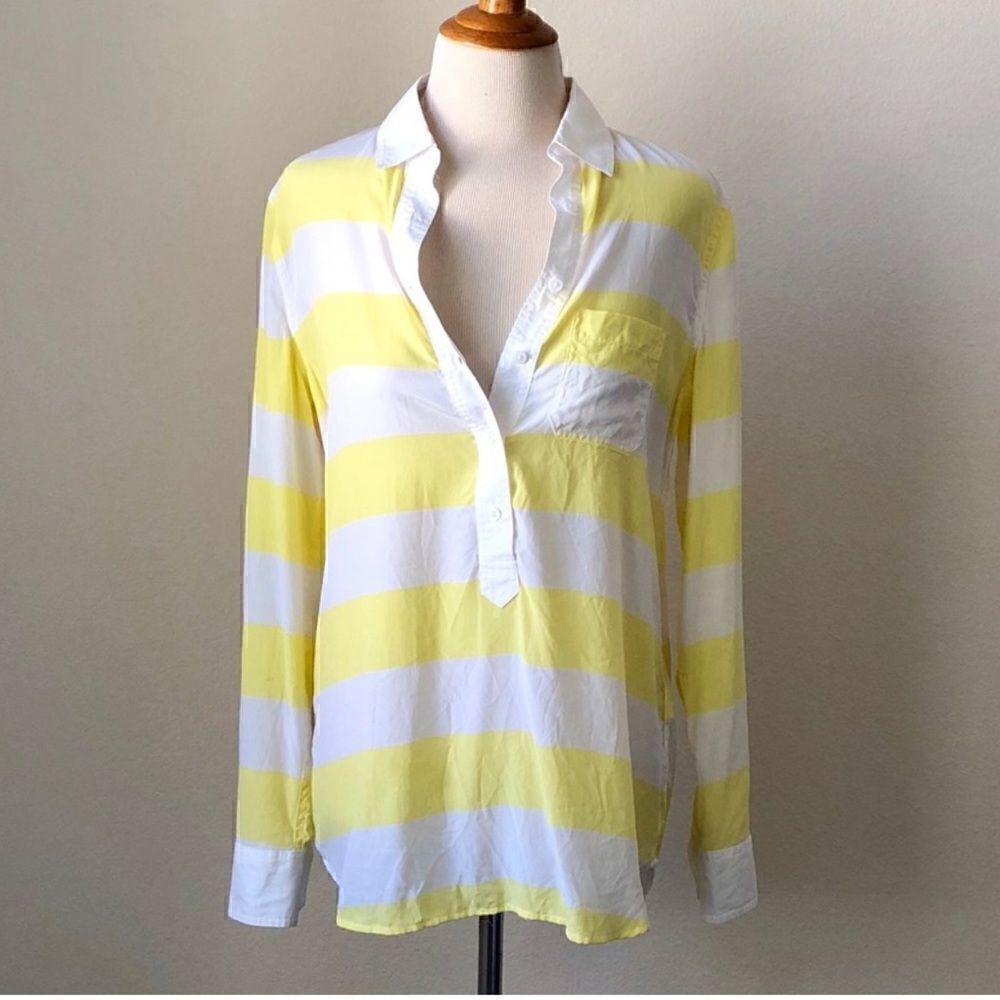 Equipment Capri Rugby Popover Striped Silk Blouse